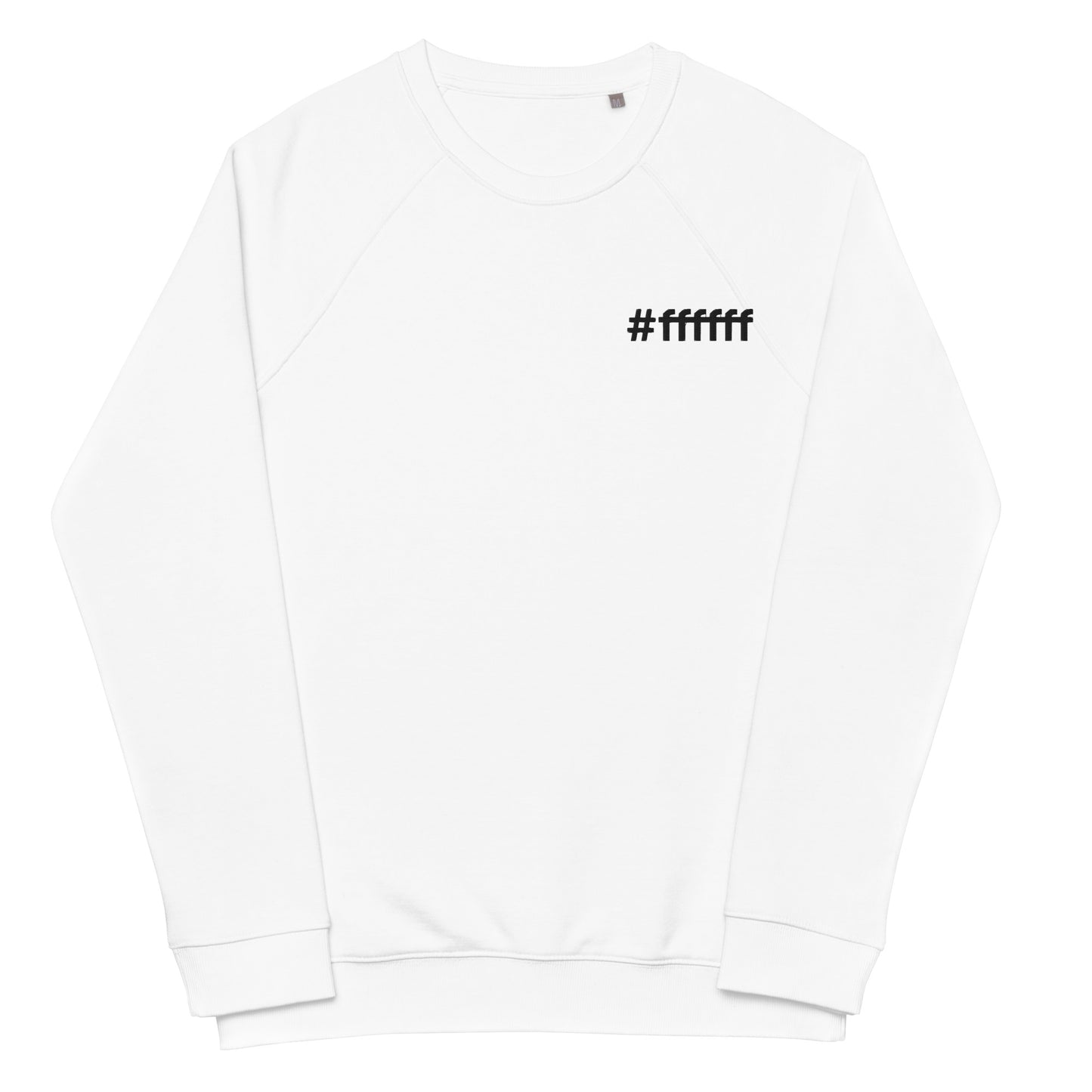 #ffffff Embroidered Unisex organic raglan sweatshirt