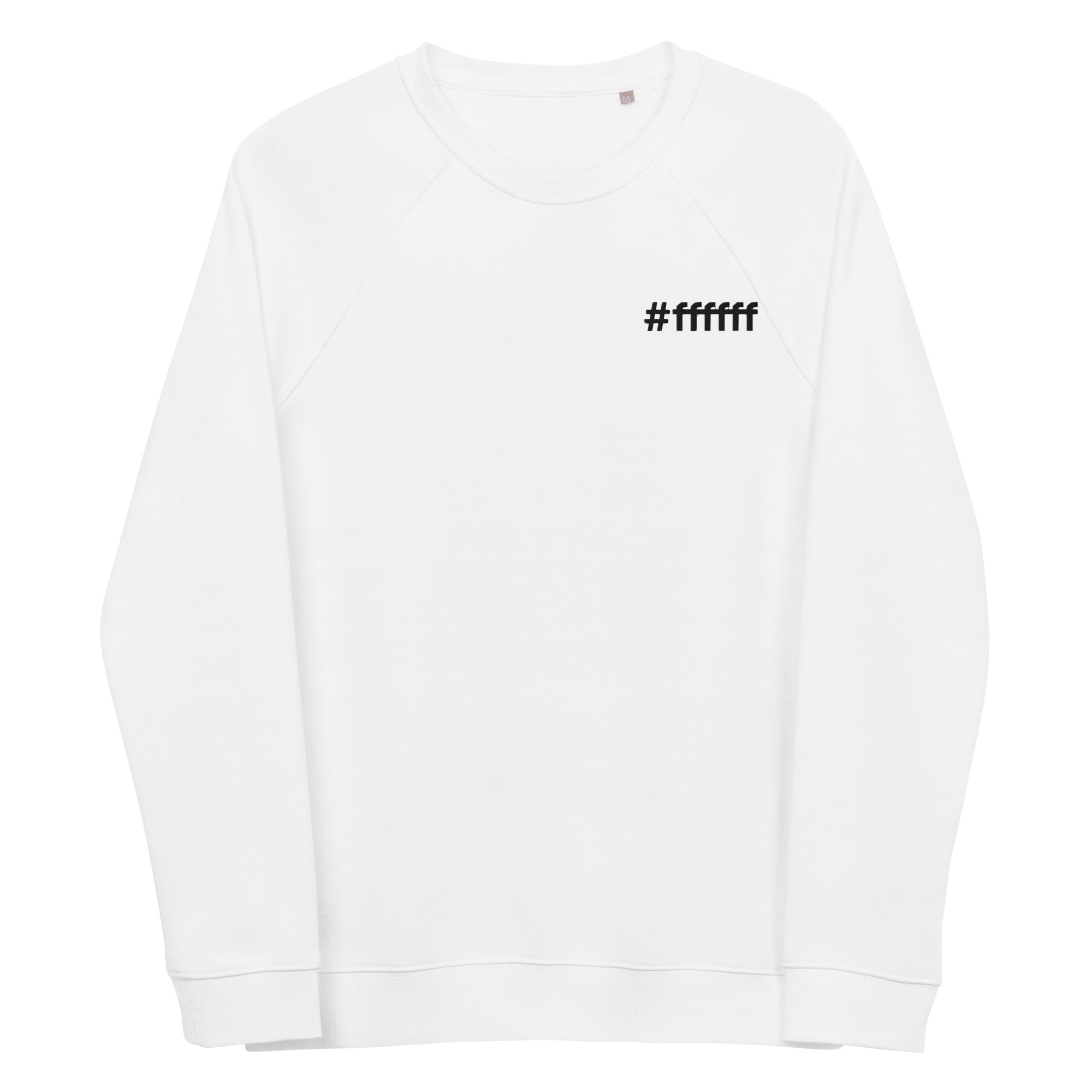 ffffff Embroidered Unisex organic raglan sweatshirt – Dieline